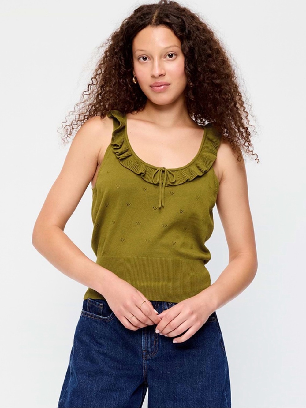 NWT Old Navy SoSoft Cotton Tie-Front Pointelle Tank Top